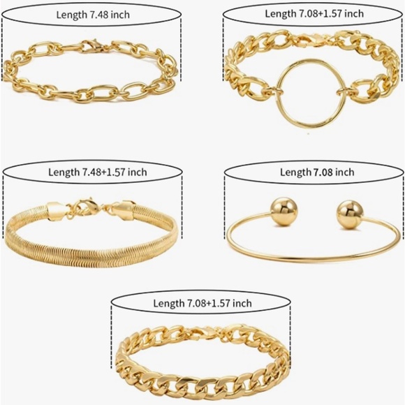 Gold Bracelets For Women Trendy Chunky Chain Bracelets Stackable Snake Chain 14K - Picture 2 of 6